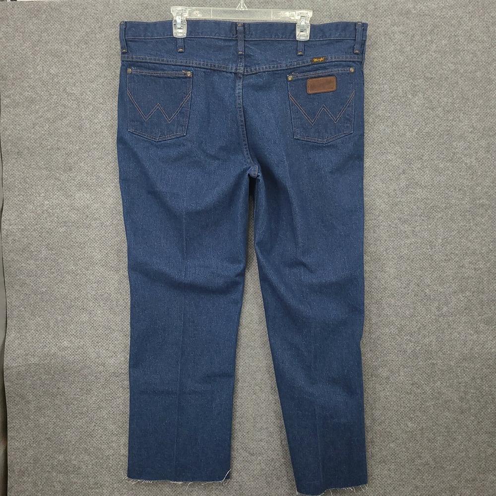 Wrangler Mens Jeans Size 42 Slim Fit Solid Blue Denim 100% Cotton  * - Picture 2 of 9